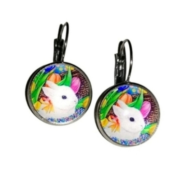 Handcrafted Easter Bunny Earrings - Picture 1 of 4